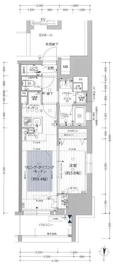 プレサンスロジェ丸の内PRIME CASA(1LDK/15階)の間取り写真