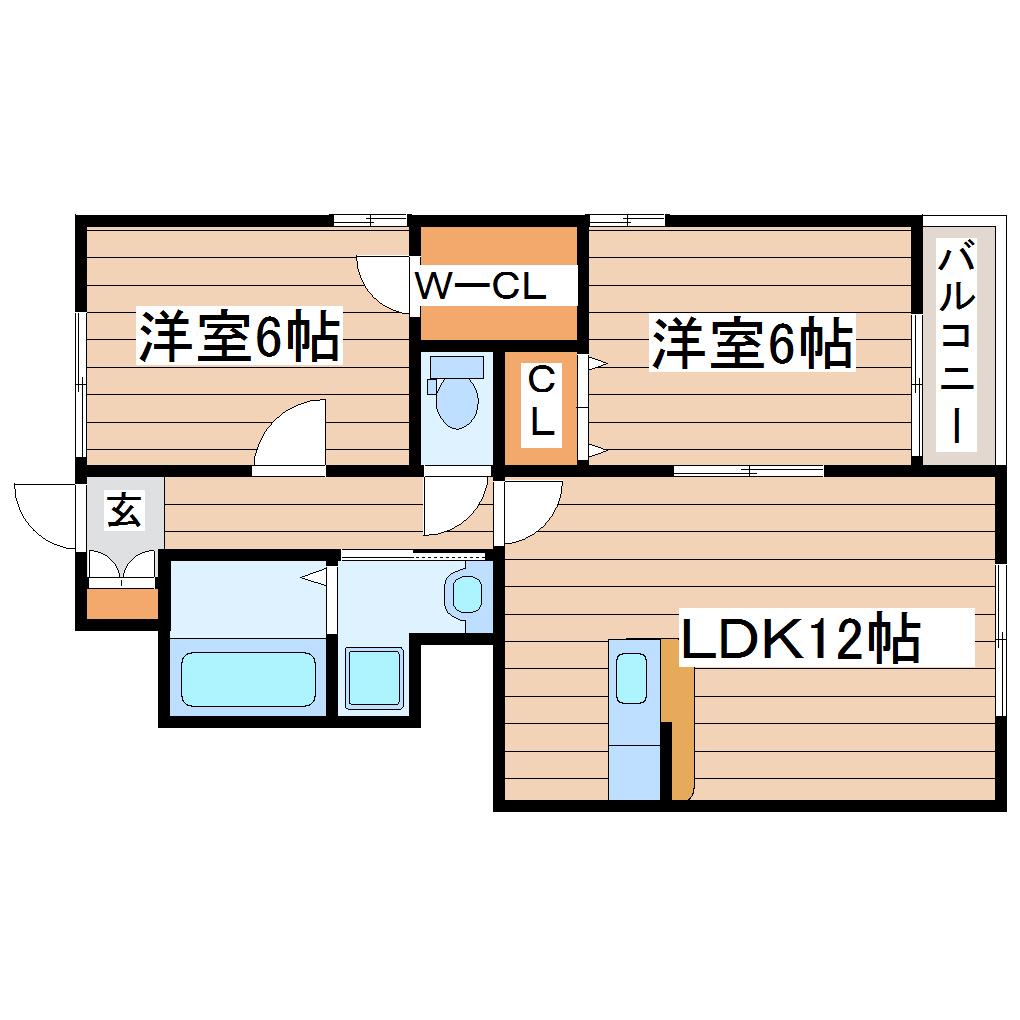 フィオーレ(2LDK/1階)の間取り写真
