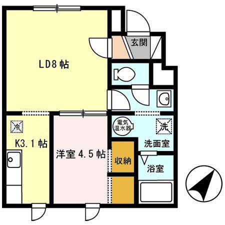 ロイウッド72(1LDK/1階)の間取り写真