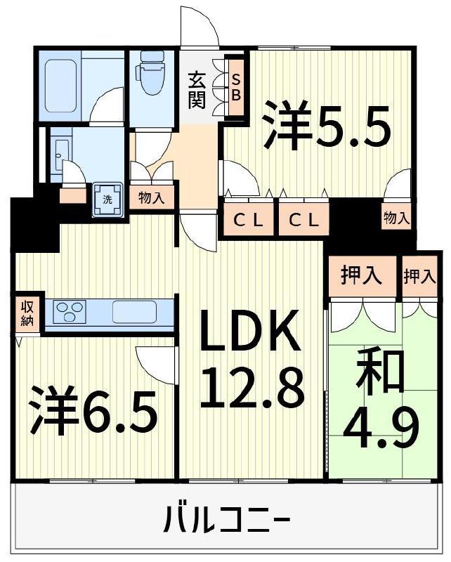 ヴィナシス金町タワーレジデンス(3LDK/17階)の間取り写真