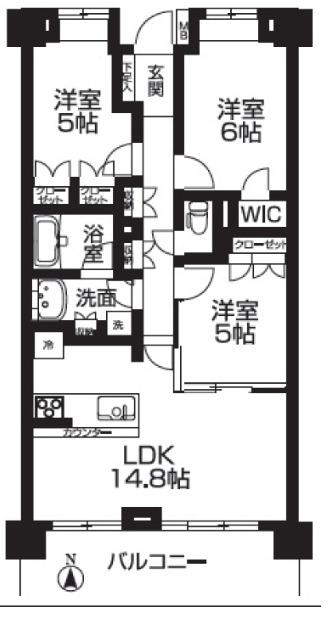 レアシス津田沼前原の丘(3LDK/5階)の間取り写真