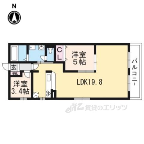 カローレ御所南(2LDK/3階)の間取り写真