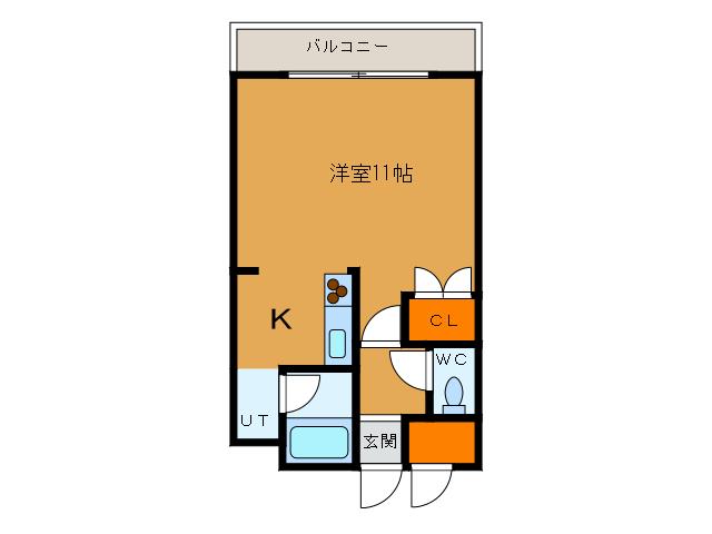 サンヒルズ(1K/4階)の間取り写真