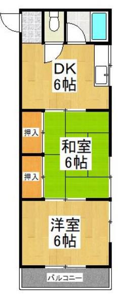 コーポ田園(2DK/2階)の間取り写真