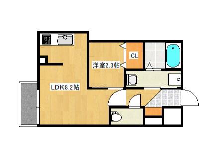 月光南観音 参番館(1LDK/1階)の間取り写真