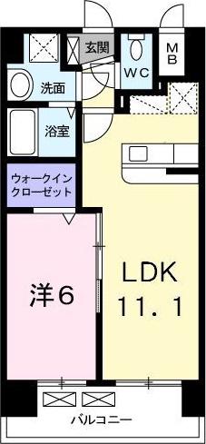 グランデスカイ空港南(1LDK/5階)の間取り写真