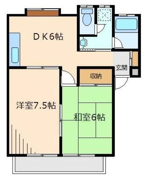 ハイム朝倉(2DK/2階)の間取り写真