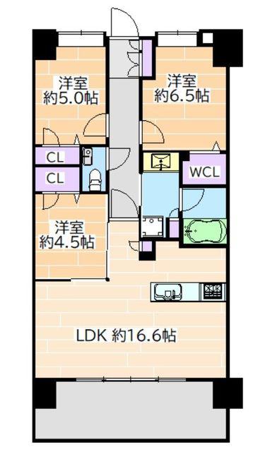 ファーネスト箱崎九大前レジスタ(3LDK/2階)の間取り写真