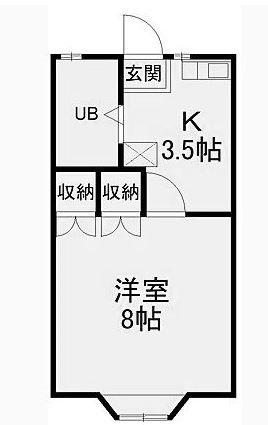 ハウスK(1K/2階)の間取り写真