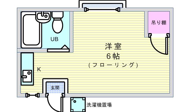 宮山ハイツ(ワンルーム/2階)の間取り写真