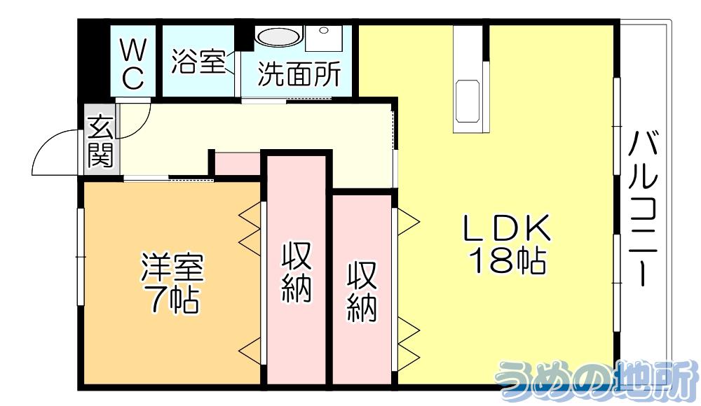 サンヒルズ花畑(1LDK/2階)の間取り写真