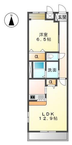 ユーハウスVII(1LDK/2階)の間取り写真