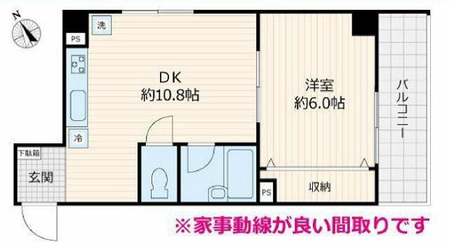 フレール西船橋(1LDK/2階)の間取り写真