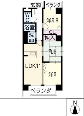 グランドコート88(3LDK/2階)の間取り写真