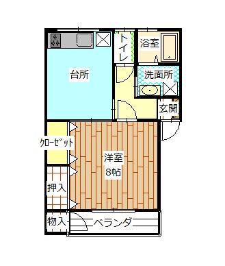 フジハイツ(1DK/2階)の間取り写真