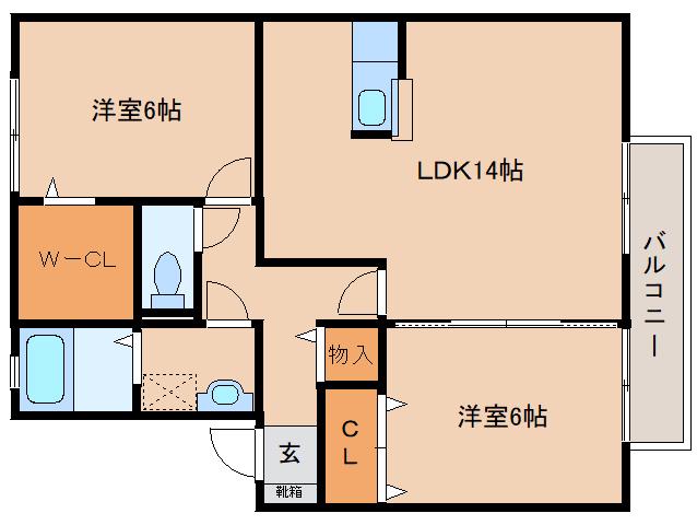 エクセルシャトー(2LDK/2階)の間取り写真