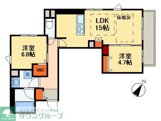 ヴィクトワール南流山(2LDK/5階)の間取り写真