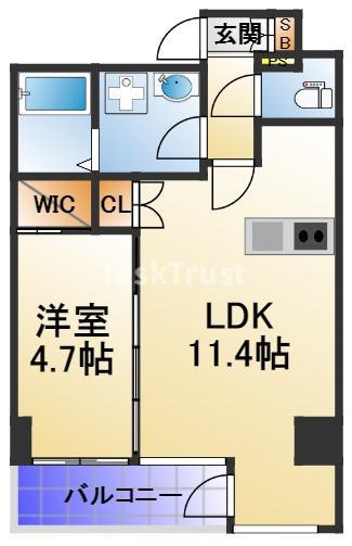 フォルトナート扇町(1LDK/4階)の間取り写真