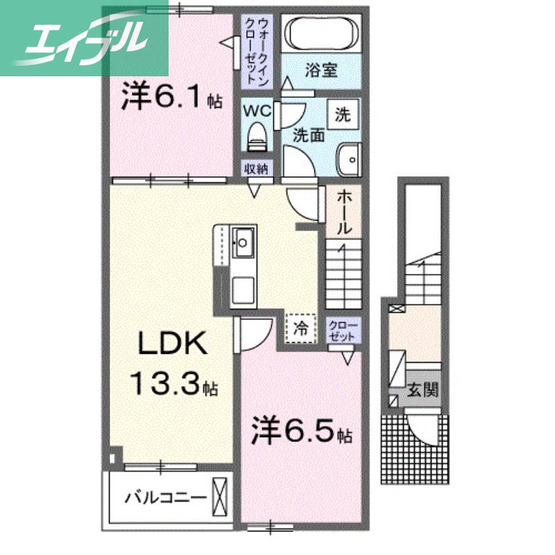 フィオーレ平田(2LDK/2階)の間取り写真