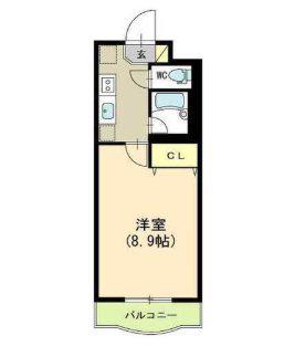 パークサイドグリッター弁天(1K/4階)の間取り写真