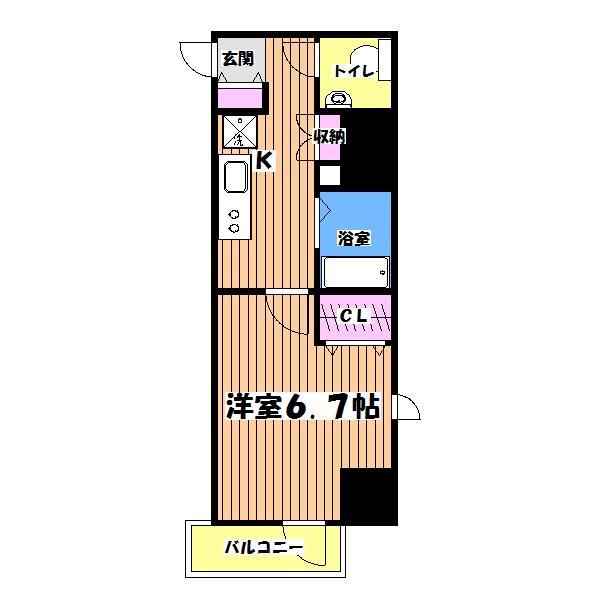 スパシエ八王子クレストタワー(1K/5階)の間取り写真