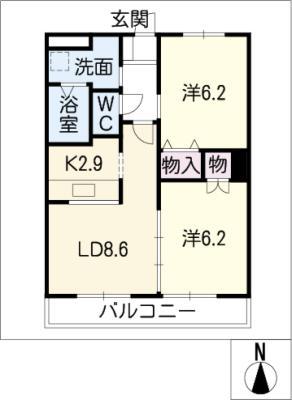 ソレイユ壱番館(2LDK/1階)の間取り写真