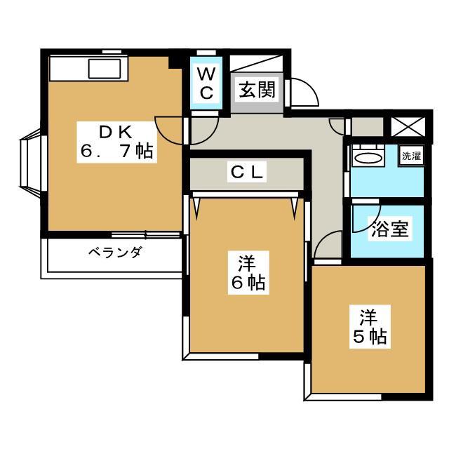 ウイステリア日野(2DK/3階)の間取り写真