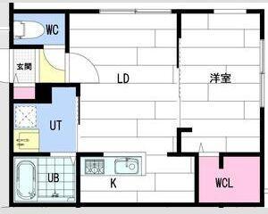 ラグドール月寒(1LDK/3階)の間取り写真