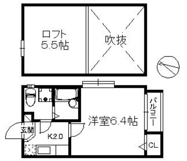 パレット六本松 156(1K/1階)の間取り写真