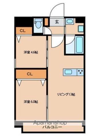 スクエア友泉亭(2LDK/2階)の間取り写真
