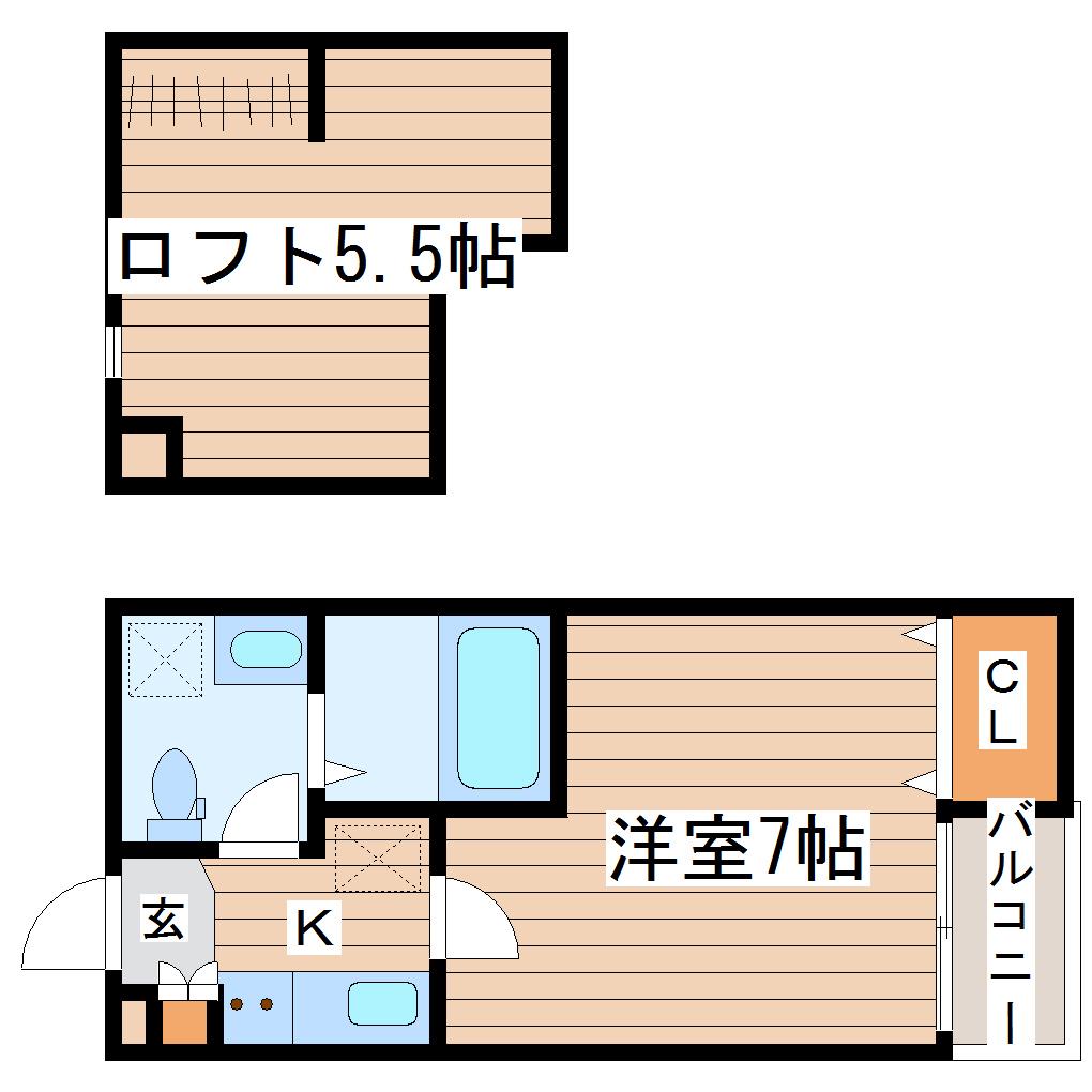 アーバン宮町(1K/1階)の間取り写真