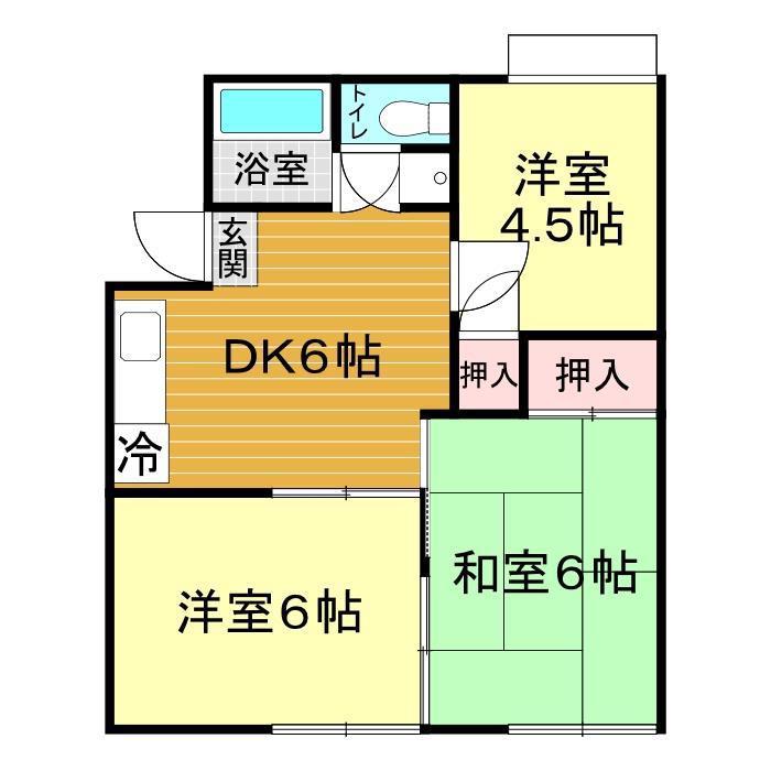 サンハイツ横岡(3DK/1階)の間取り写真