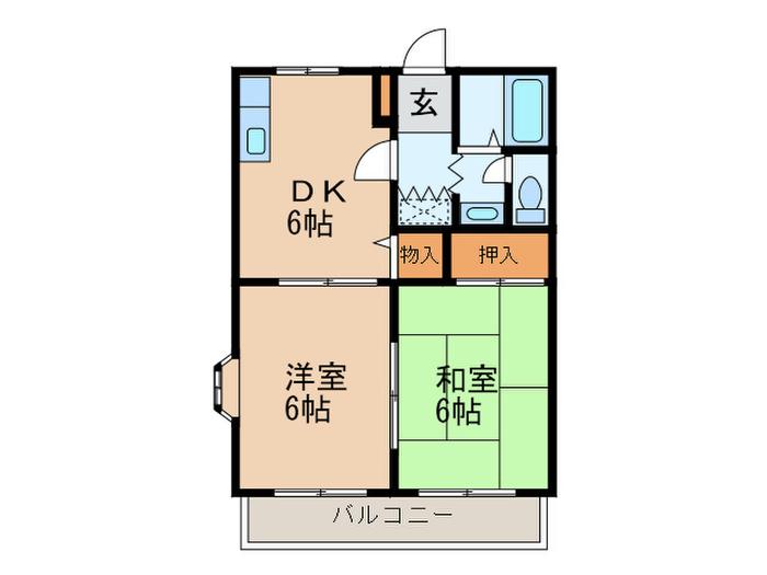 サンガーデン荒木C(2DK/2階)の間取り写真