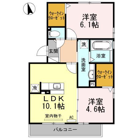 ヴェルブィル(2LDK/3階)の間取り写真