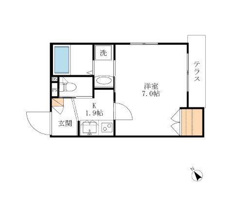 CASA RAILWAY SIDE(1K/1階)の間取り写真