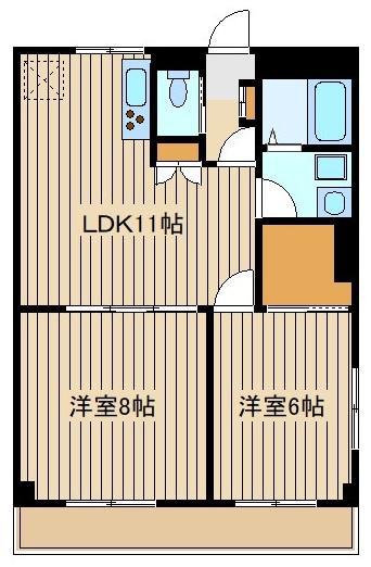 グリーンパークみその(2LDK/4階)の間取り写真