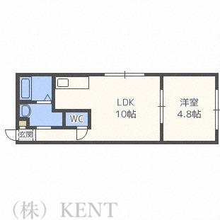 エスパシオ八軒(1LDK/2階)の間取り写真