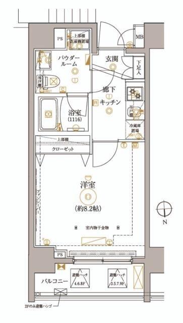 レアライズ高田馬場(1K/4階)の間取り写真