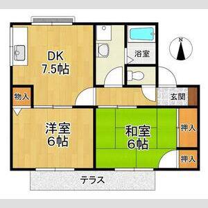 グレイス・カラト(2DK/1階)の間取り写真