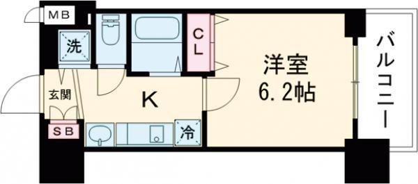 プレサンス名古屋城前ラバンカ(1K/3階)の間取り写真
