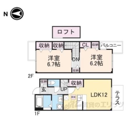 サニーセレノD(2LDK/1階)の間取り写真