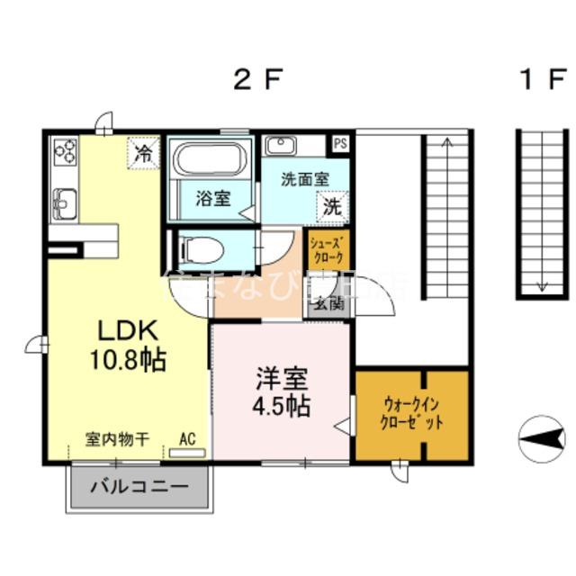 名鉄三河線 豊田市駅 バス乗車時間:8分 最寄りバス停で下車 徒歩5分 2階建 築11年(1LDK/2階)の間取り写真