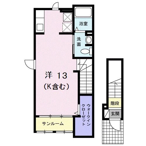 アクア湘南(ワンルーム/2階)の間取り写真