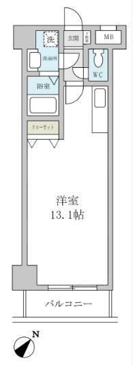 ルミエール南II(ワンルーム/7階)の間取り写真