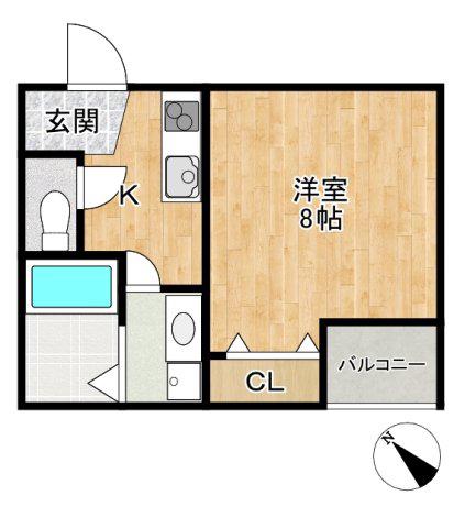 シェリル三田町(1K/2階)の間取り写真