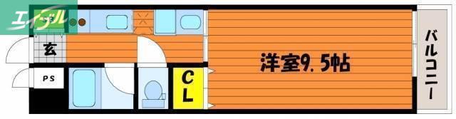 オーランド富田町(1K/1階)の間取り写真