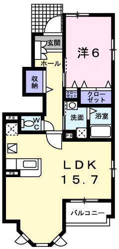 ブライト・フラワーD(1LDK/1階)の間取り写真