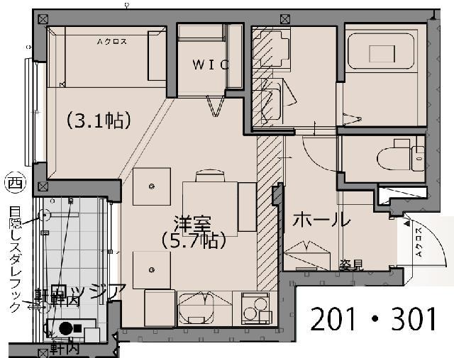 CLOUD CITY OHMORI(1DK/2階)の間取り写真