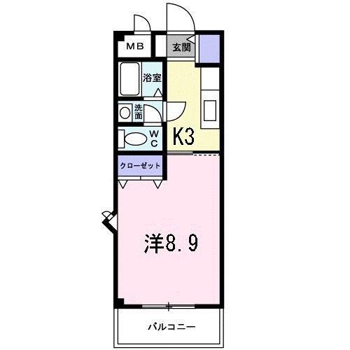 グラン・アルフル東雲(1K/3階)の間取り写真