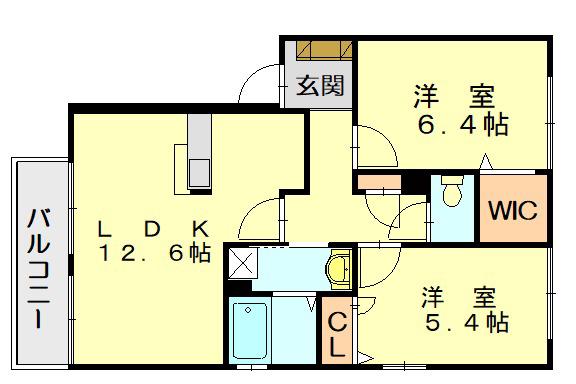 サンクレール A(2LDK/2階)の間取り写真